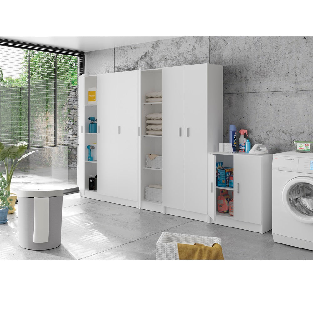 conjunto armarios escoberos labaderos blancos