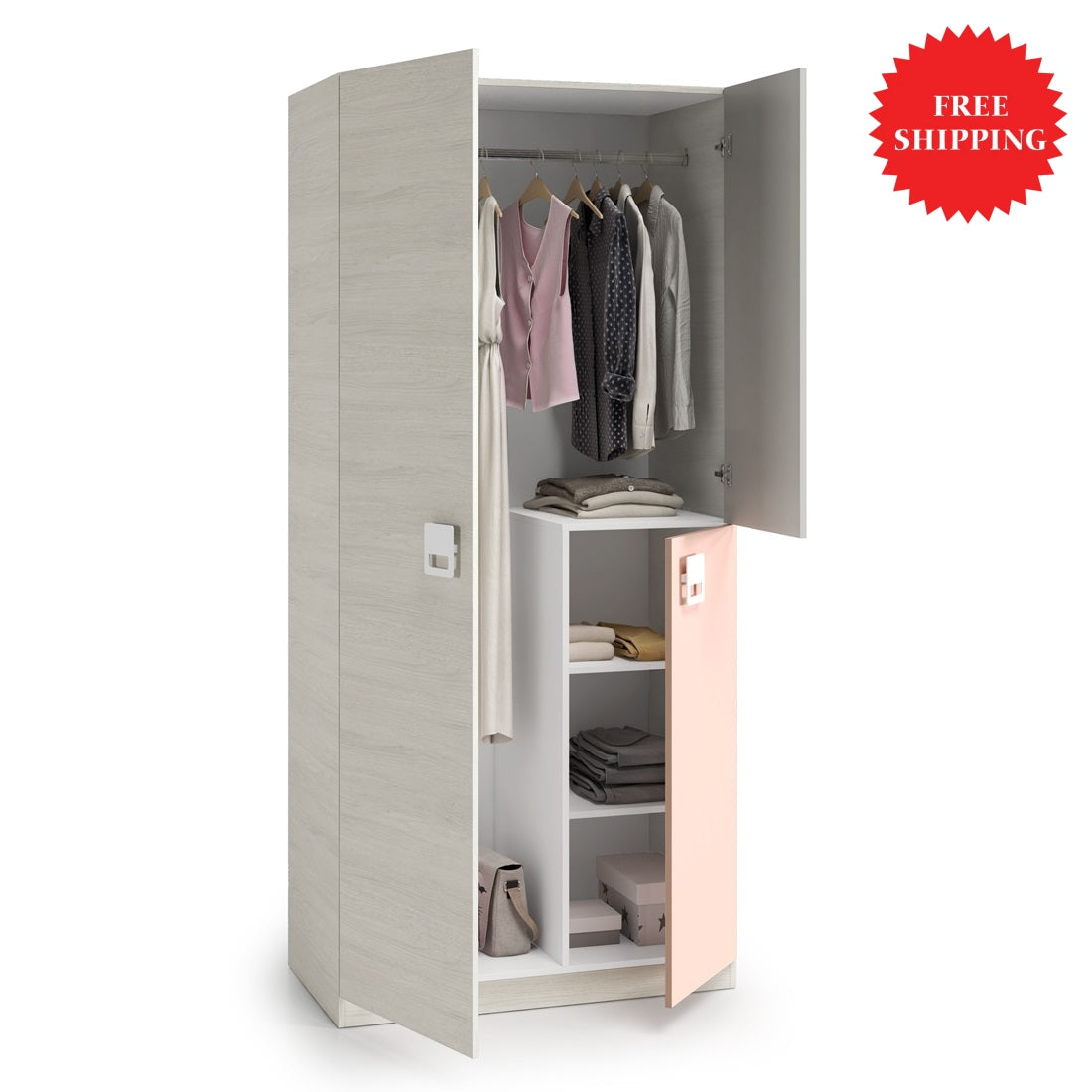 Armario 90cm NUBE dormitorio Juvenil abierto