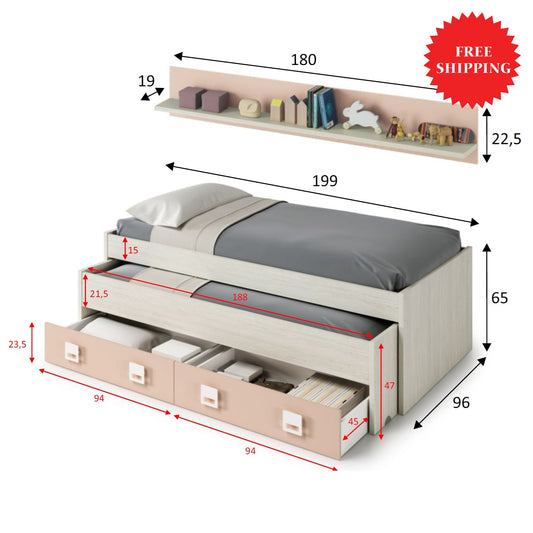 Cama Compacto con estante NUBE - Envio GRATIS