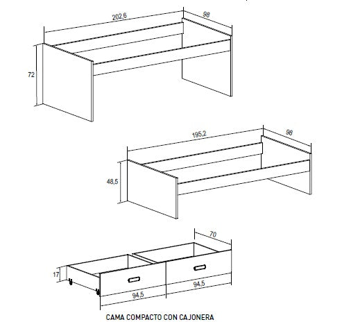 Cama COMPACTO CHAMPION medidas