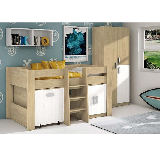Cama litera BLOCK con mesa DONALD madera