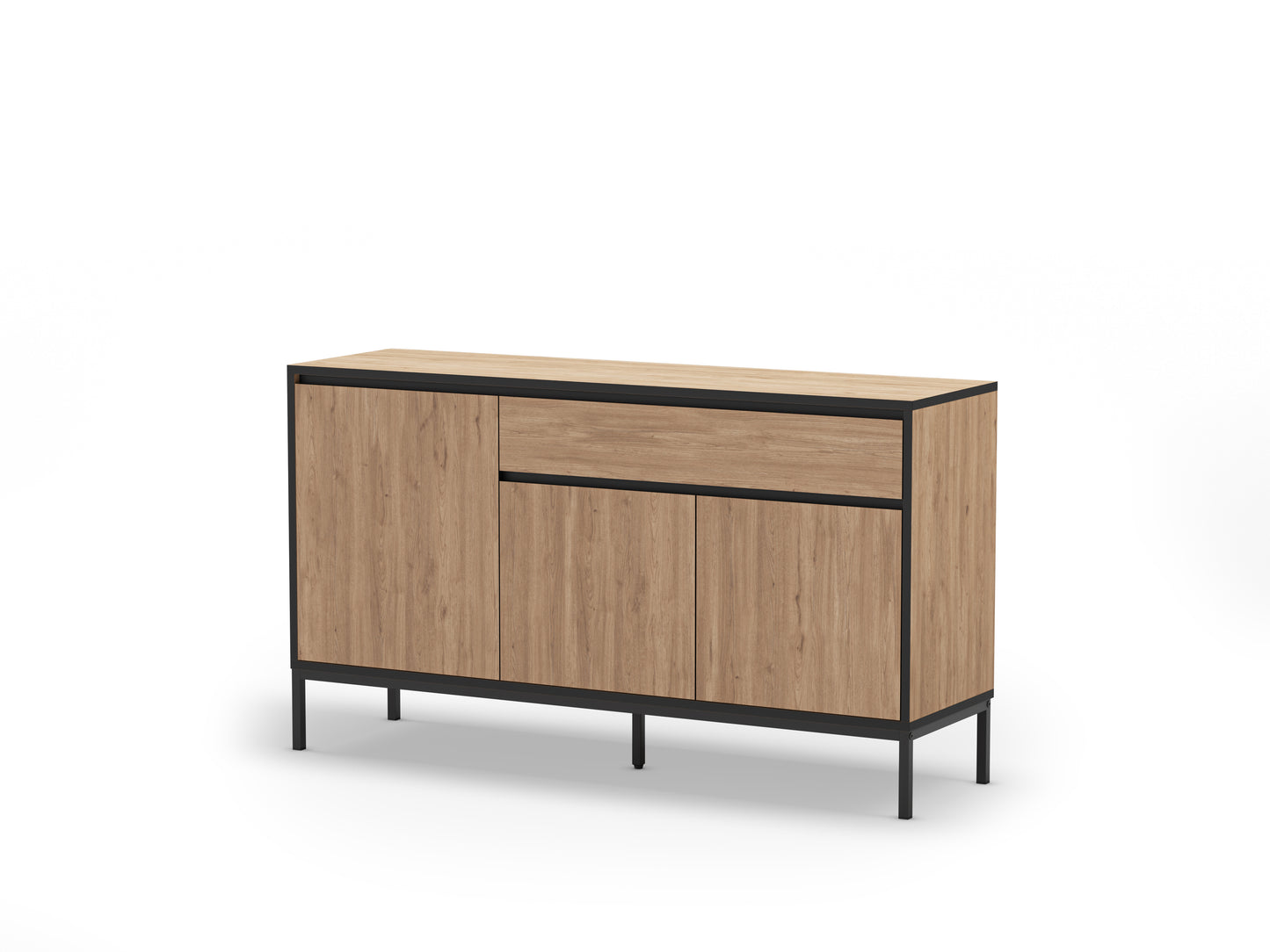 Aparador Lorenza 3P1C 140cm Sepet/Negro Pata Metal
