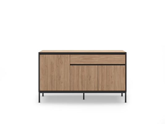 Aparador Lorenza 3P1C 140cm Sepet/Negro Pata Metal