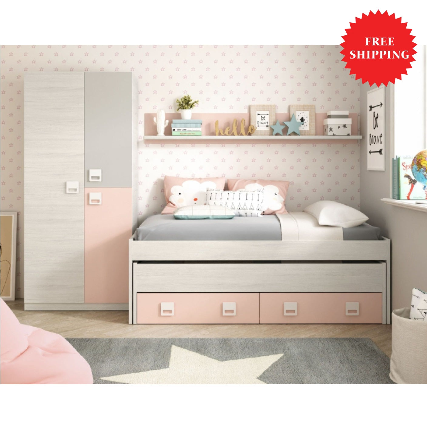 Dormitorio NUBE compacto y armario