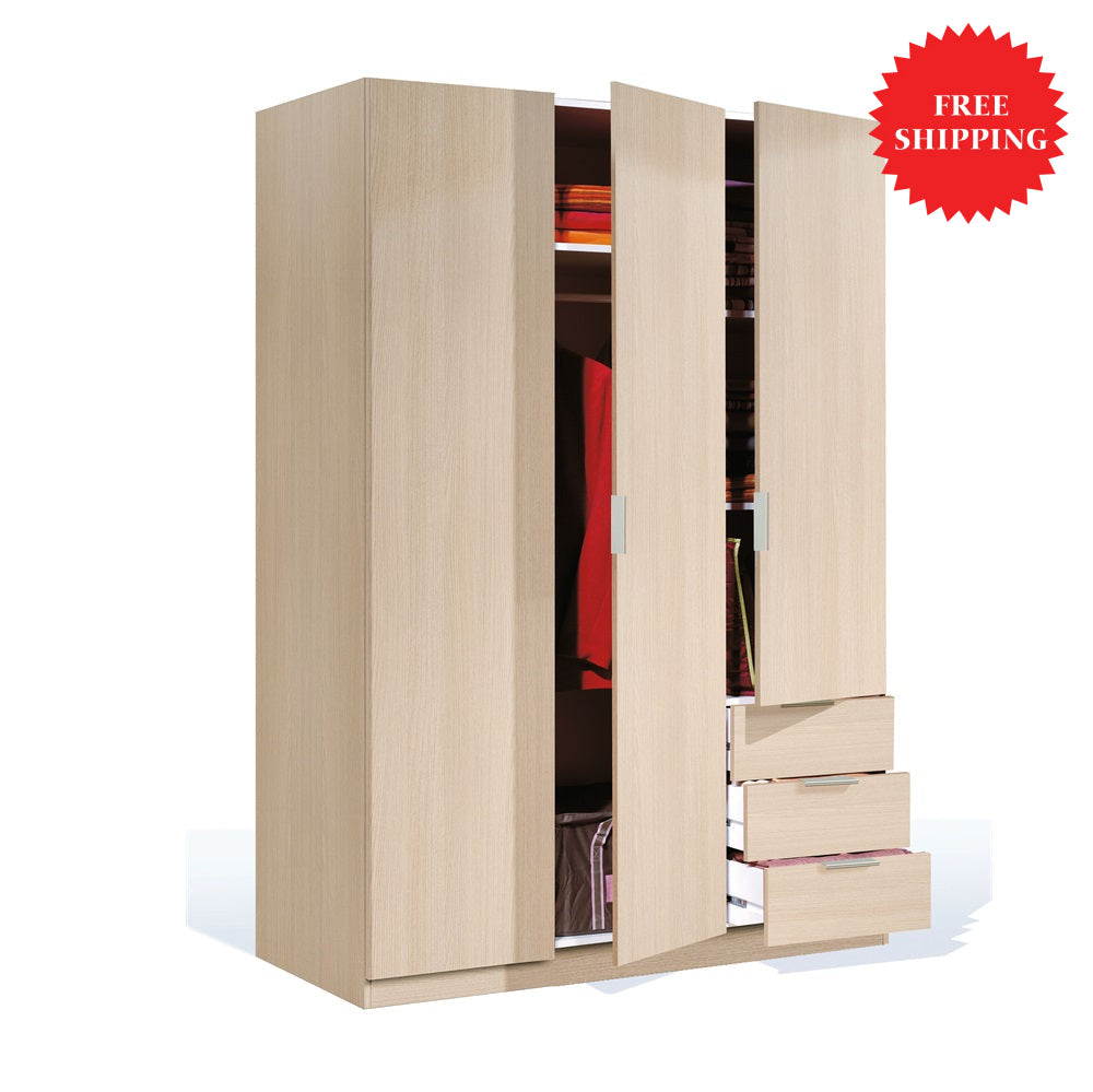 Armario 3 Puertas 3 cajones LC 121 ROBLE - Envio GRATIS