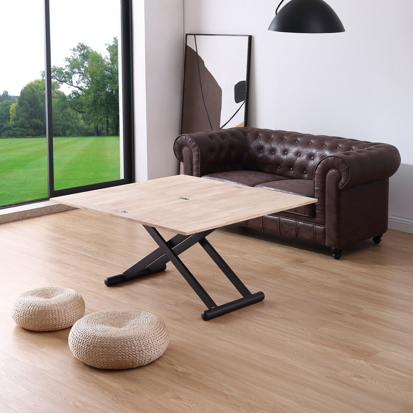 Mesa centro elevable y extensible NATURAL