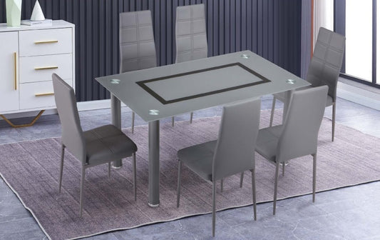 Mesa cristal comedor AXISS con sillas
