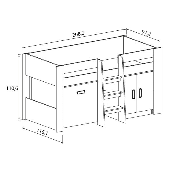 Cama BLOCK con mesa DONALD medidas