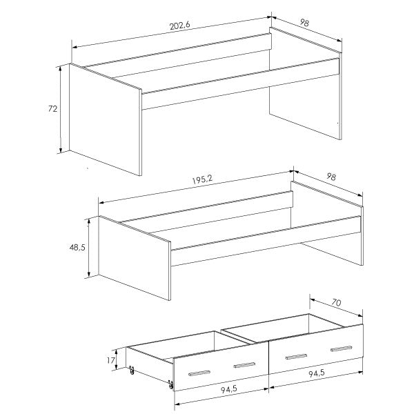Cama Compacto Juvenil AURA roble