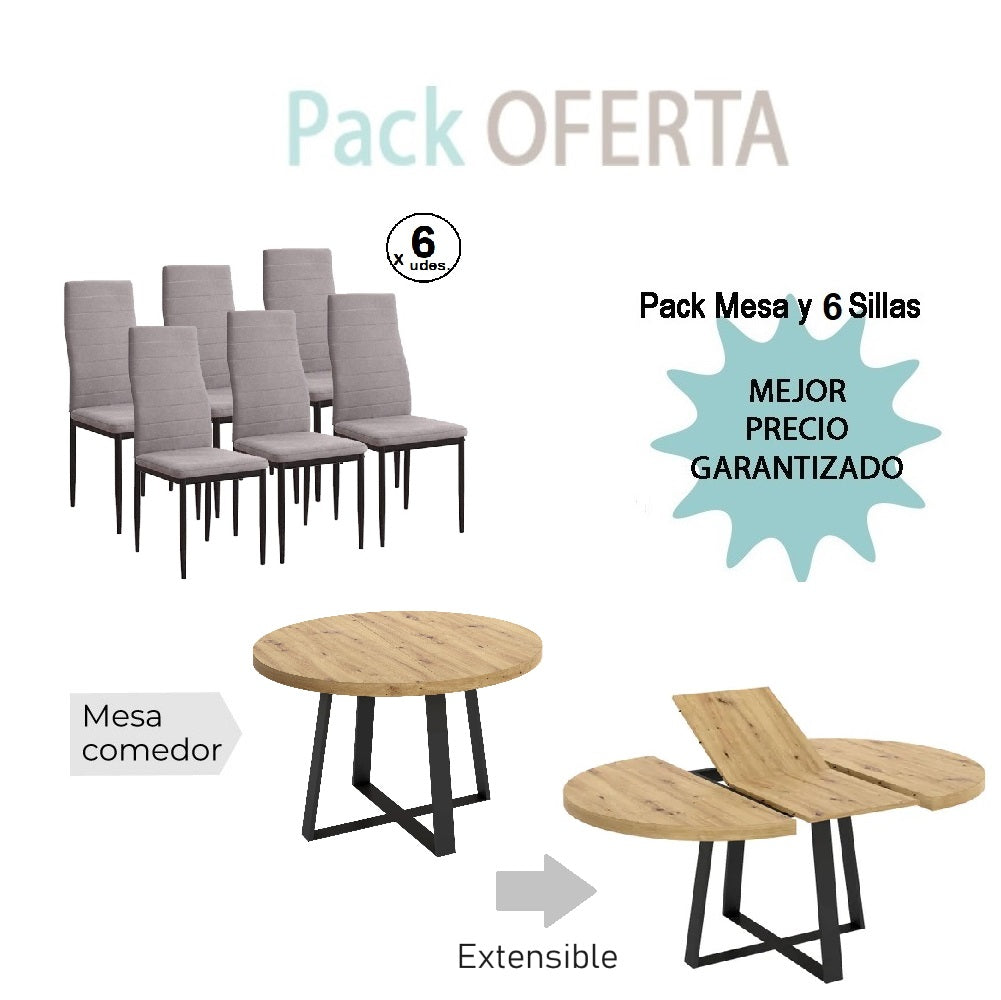Pack Mesa Extensible + 6 Sillas YURI