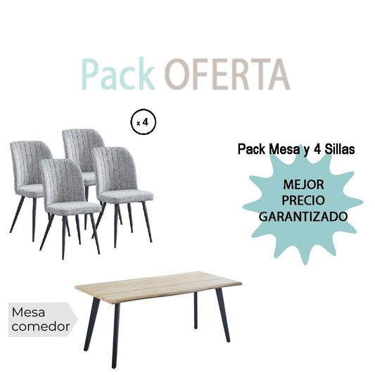 Pack Mesa REGATTA+4 Sillas RORY gris