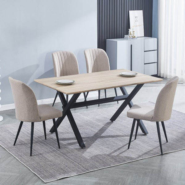 Pack Mesa ROYCE W+4 Sillas RORY conjunto Beig