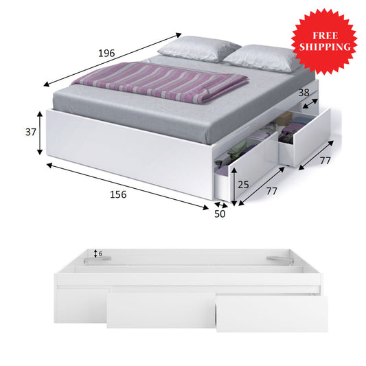 Cama canapé KENDRA con 4 cajones BLANCO- Envio GRATIS