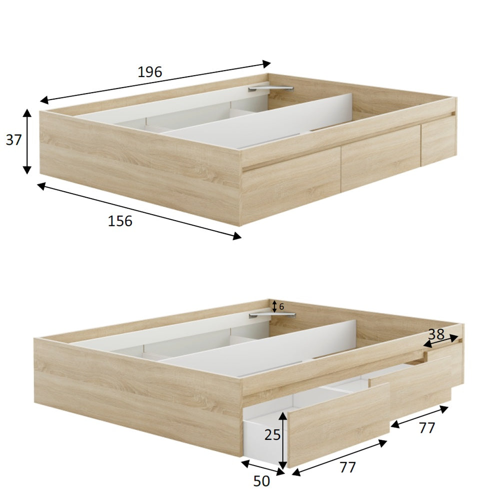 Cama matrimónio con cajones medidas