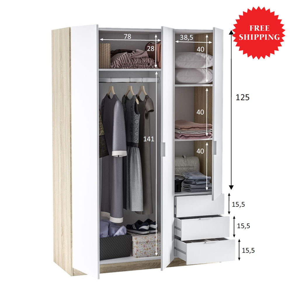 Armario 3 Puertas 3 cajones LC 121 - Envio GRATIS