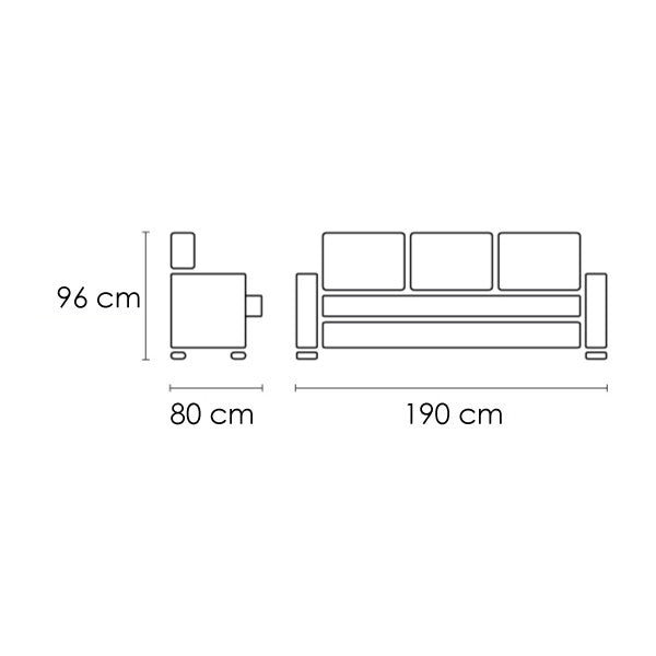 Sofá 3 plazas UVE Perla