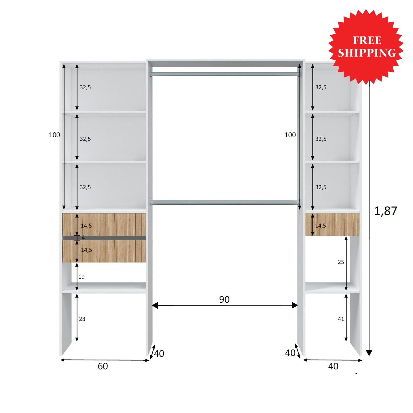 Armario-Vestidor ETHNA 190 - Envio GRATIS