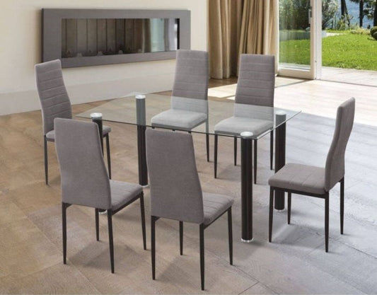 Pack oferta Mesa y 6 Sillas tapizadas comedor Yuri