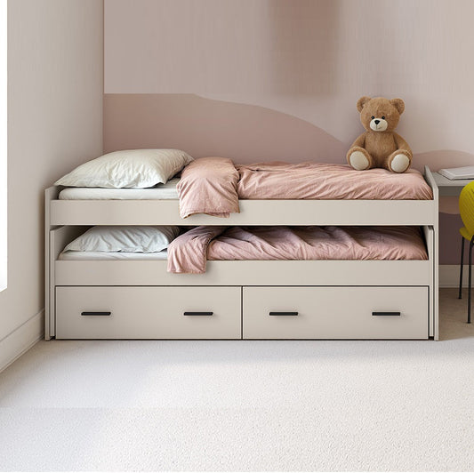 Cama Compacto Juvenil Arua perla con cajones