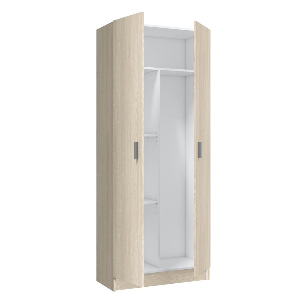 Armario Multiusos De Suelo - 82.5x30.5x185.5 Cm, Color Marrón Roble, Con 5 Compartimentos Y 2 Puertas, Requiere Montaje