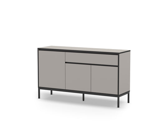 Aparador Lorenza 3P1C 140cm Crema/Negro Pata Metal