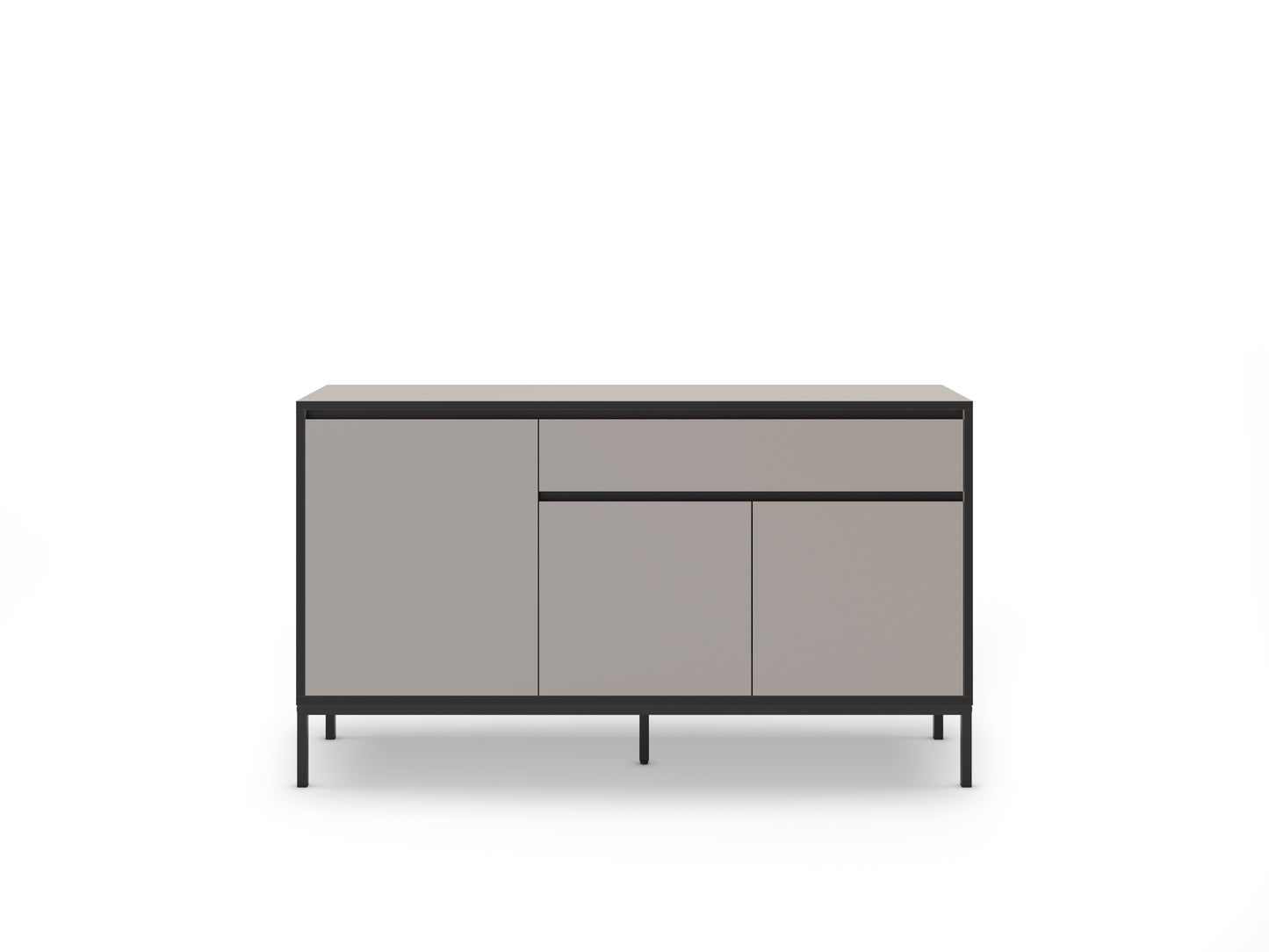 Aparador Lorenza 3P1C 140cm Crema/Negro Pata Metal