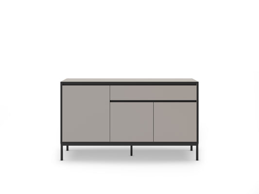 Aparador Lorenza 3P1C 140cm Crema/Negro Pata Metal