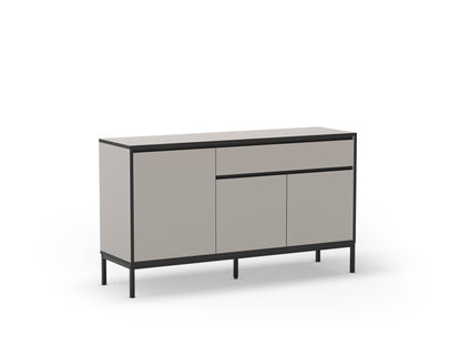 Aparador Lorenza 3P1C 140cm Crema/Negro Pata Metal