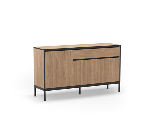 Aparador Lorenza 3P1C 140cm Sepet/Negro Pata Metal