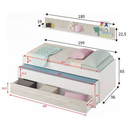 Cama Compacta Juvenil con estante ELLIOT - Envio GRATIS